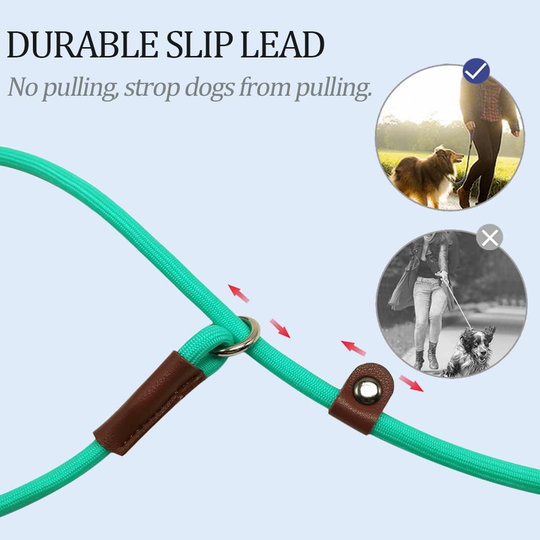 Slip Lead Control Leash for Dogs No Pull, 13+ Colors Classic Dog Lead 7 FT Pet Slip Leash, 1/4” Rope Leashes for