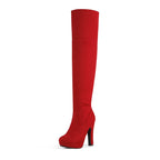 Womens Platform Thigh High Boots,Red-1,7