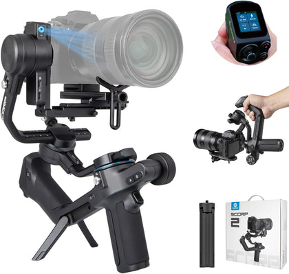 SCORP 2 Gimbal Stabilizer for DSLR and Mirrorless Camera, Integrated Al Tracking Sensor, 3-Axis Camera Stabilizer for
