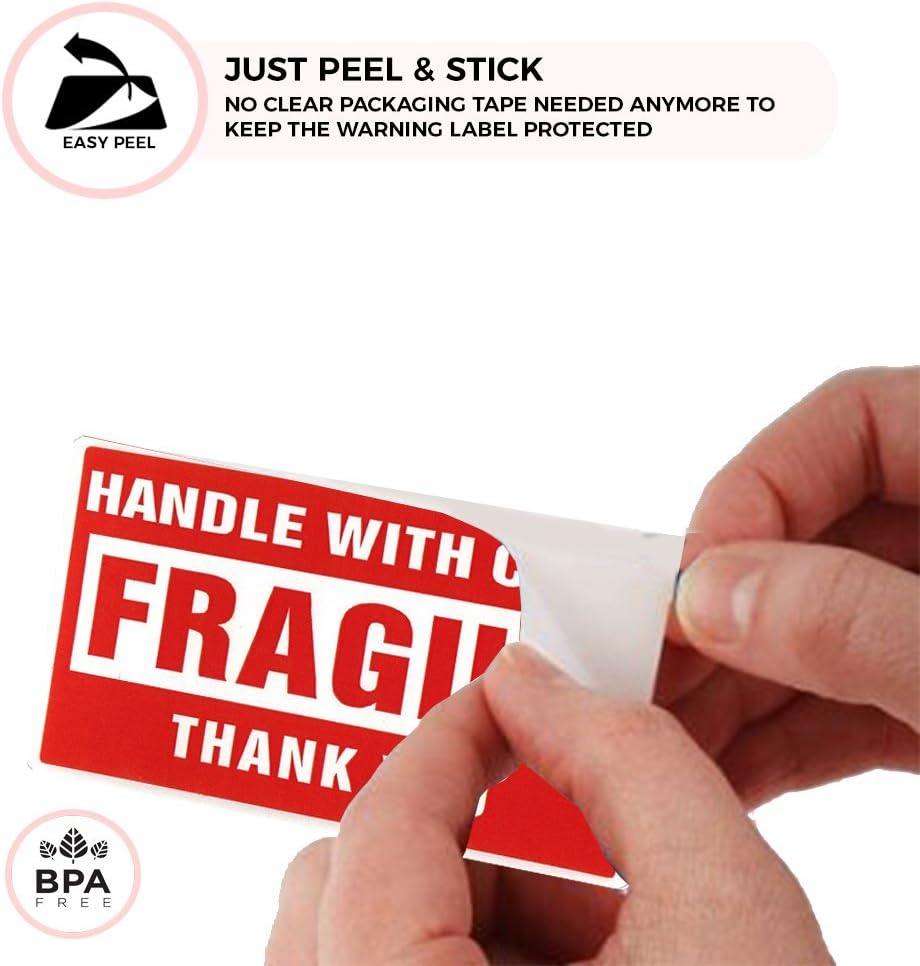 50 Sheets 2 x 3 in Fragile Stickers for Moving and Shipping