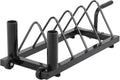 Horizontal Bumper Weight Plate Rack, 2 Barbell Holders and Wheels | Heavy-duty iron frame stores up to 300 lbs of