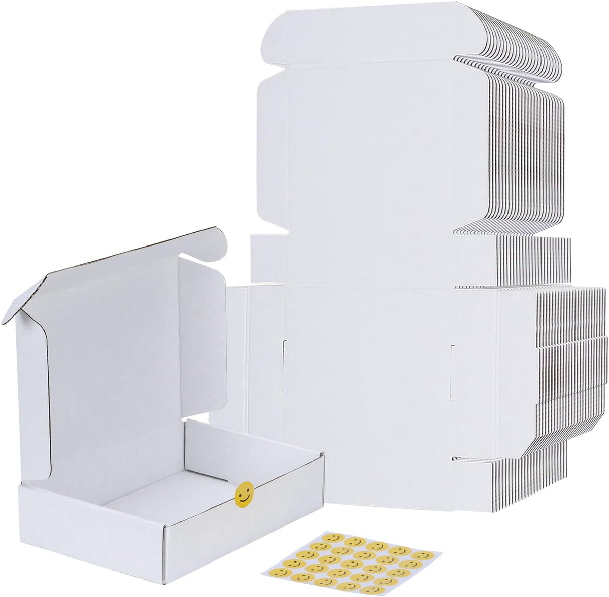 9x6x2 Shipping Boxes Set of 25, White Corrugated Cardboard Box for Packing, Mailing, Business