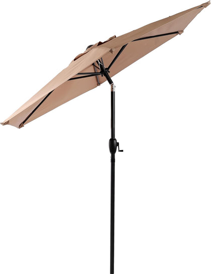 10ft Patio Umbrella with Push Button Tilt & Crank, Heavy Duty Outdoor Market Sun Shade, Vented Canopy, Sturdy Frame