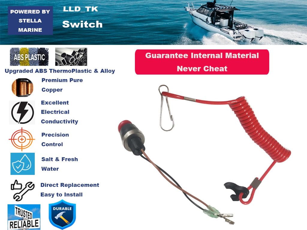 for Tohatsu Nissan Outboard Engine Stop Kill Switch Safety Tether