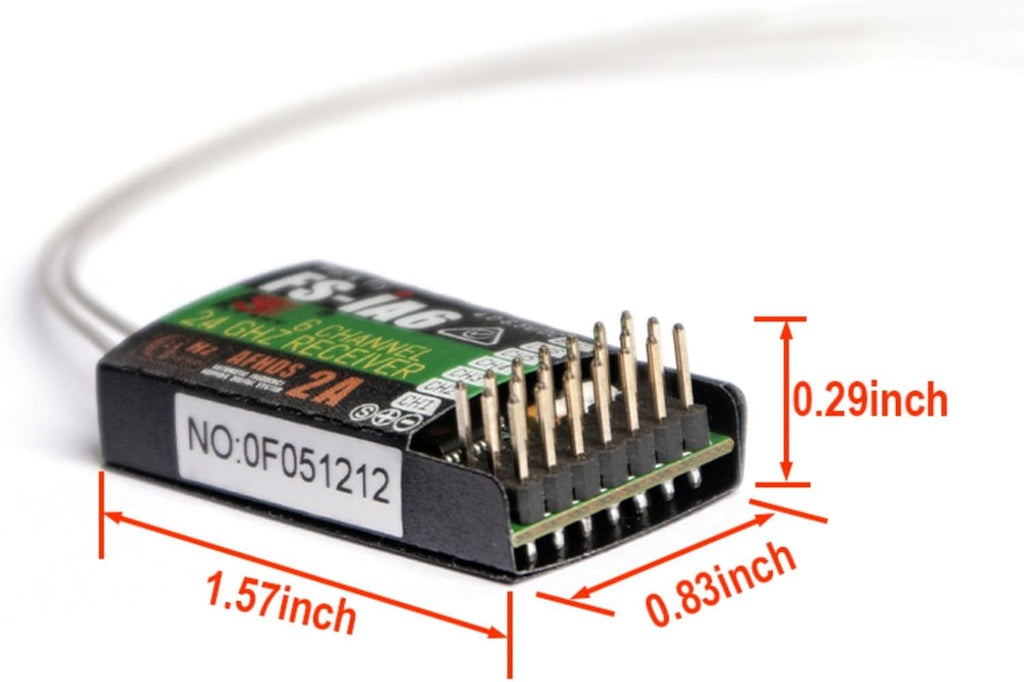 JeeFly RC Receiver FS-iA6 6-Channel 2.4GHz Remote Control Receiver with Dual Antenna Compatible with