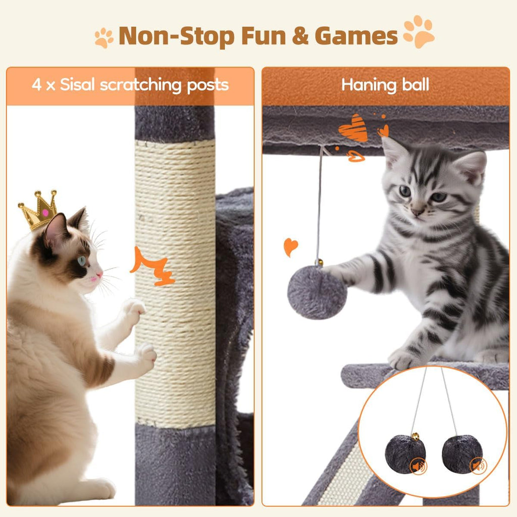 Cat Tree,38.5-Inch Cat Tower for Indoor Cats,Suitable for Kittens with Luxurious cat condo, Adjustable Baskets and