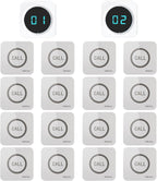 Restaurant Pager System 2 Receivers & 16 Waterproof Call Buttons