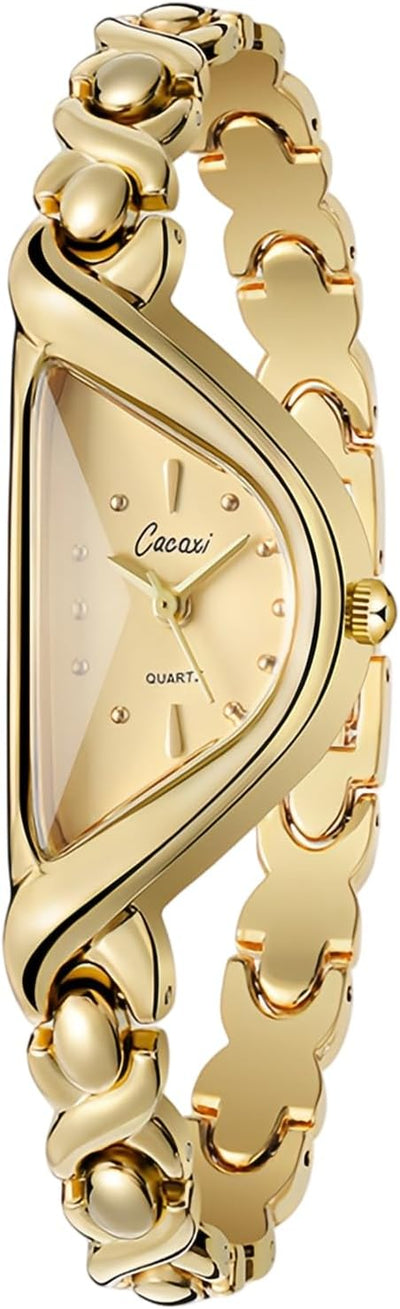 Fashion Irregular Shape Women’s Bracelet Watch, Elegant Dainty Ladies Quartz Wrist Watch with Unique Curved Case