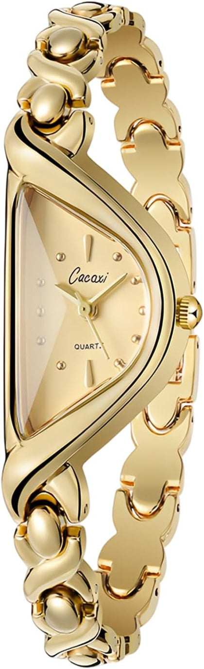 Fashion Irregular Shape Women’s Bracelet Watch, Elegant Dainty Ladies Quartz Wrist Watch with Unique Curved Case