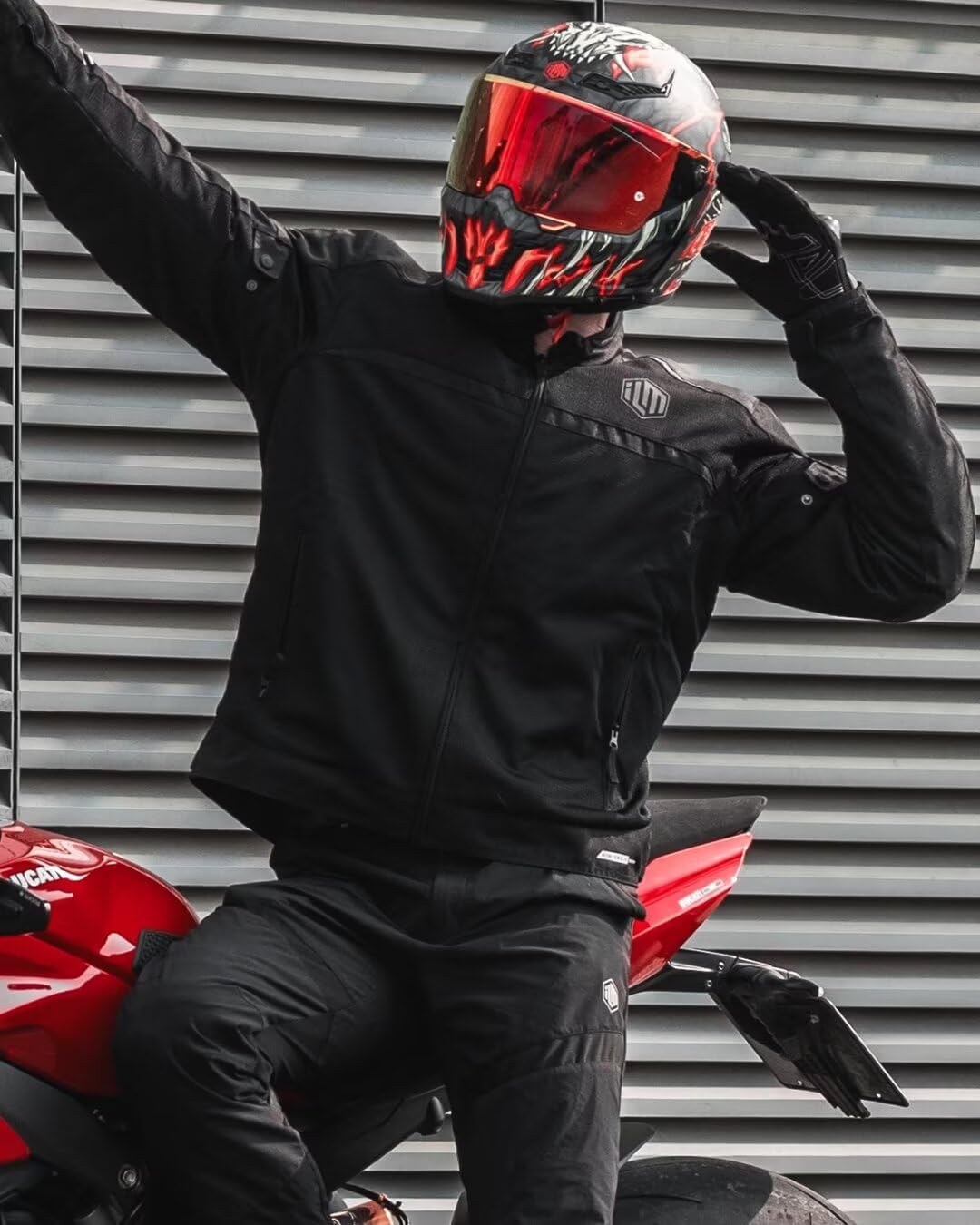 Motorcycle Riding Jacket with Mesh CE Armor and Detachable Thermal Liner Dual Sport All Season for Men Model JAM1