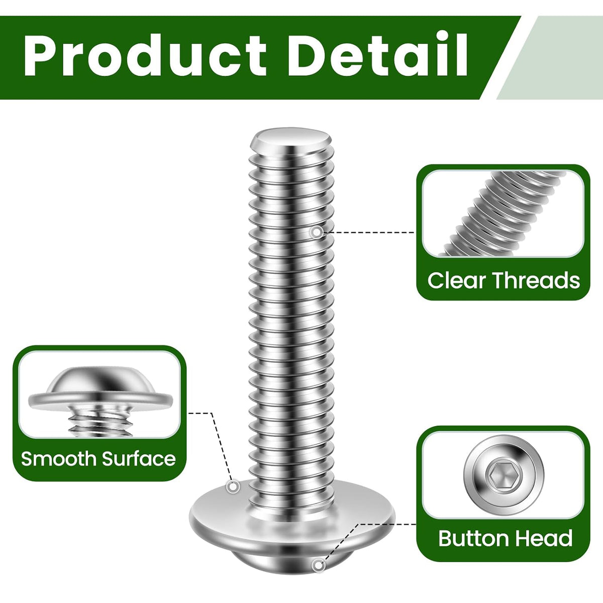 Mellewell M4 x 25mm Flanged Button Head Socket Cap Screw Bolts, 304 Stainless Steel 18-8, Allen Socket Drive, Bright Finish, Fully Threaded, Pack of 100