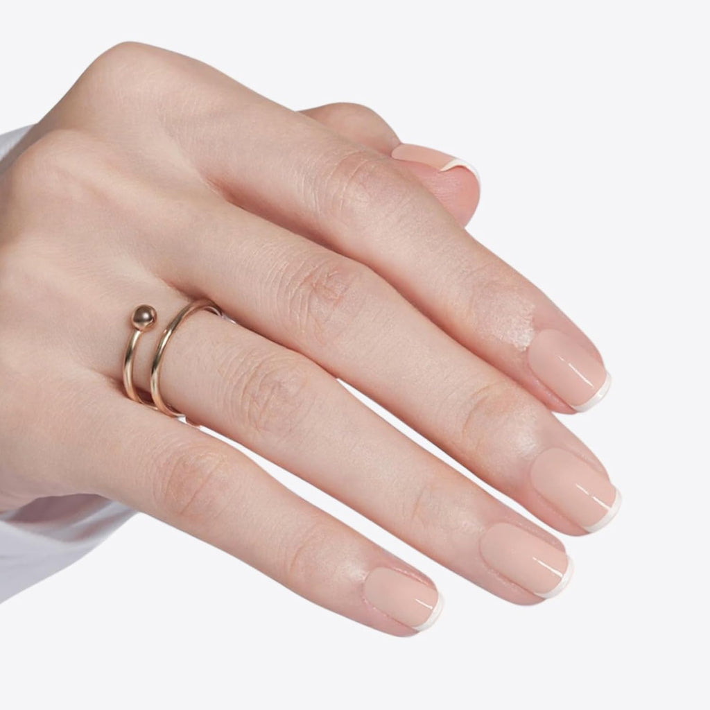 Extra Short Press on Nails, French Tips Squoval Fake Nails