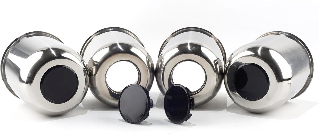 4-Pack Trailer Push Through Center Caps and Trailer Lug Sets - 4.25in Wheel Center Caps Chrome with Black Top Cover