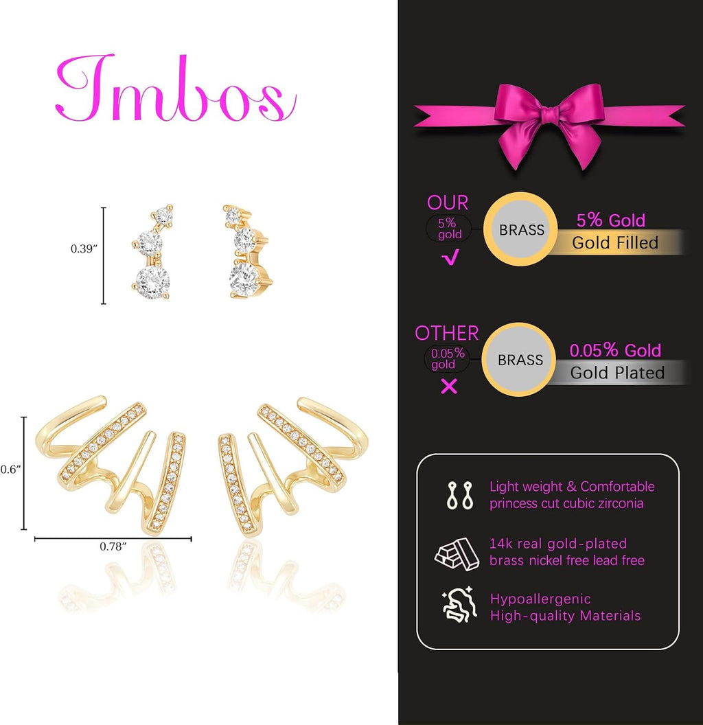 Earrings for Women Trendy 14K Gold Stud Earrings Claw Earring Dainty Simple Minimalist Gold Earring Hypoallergenic