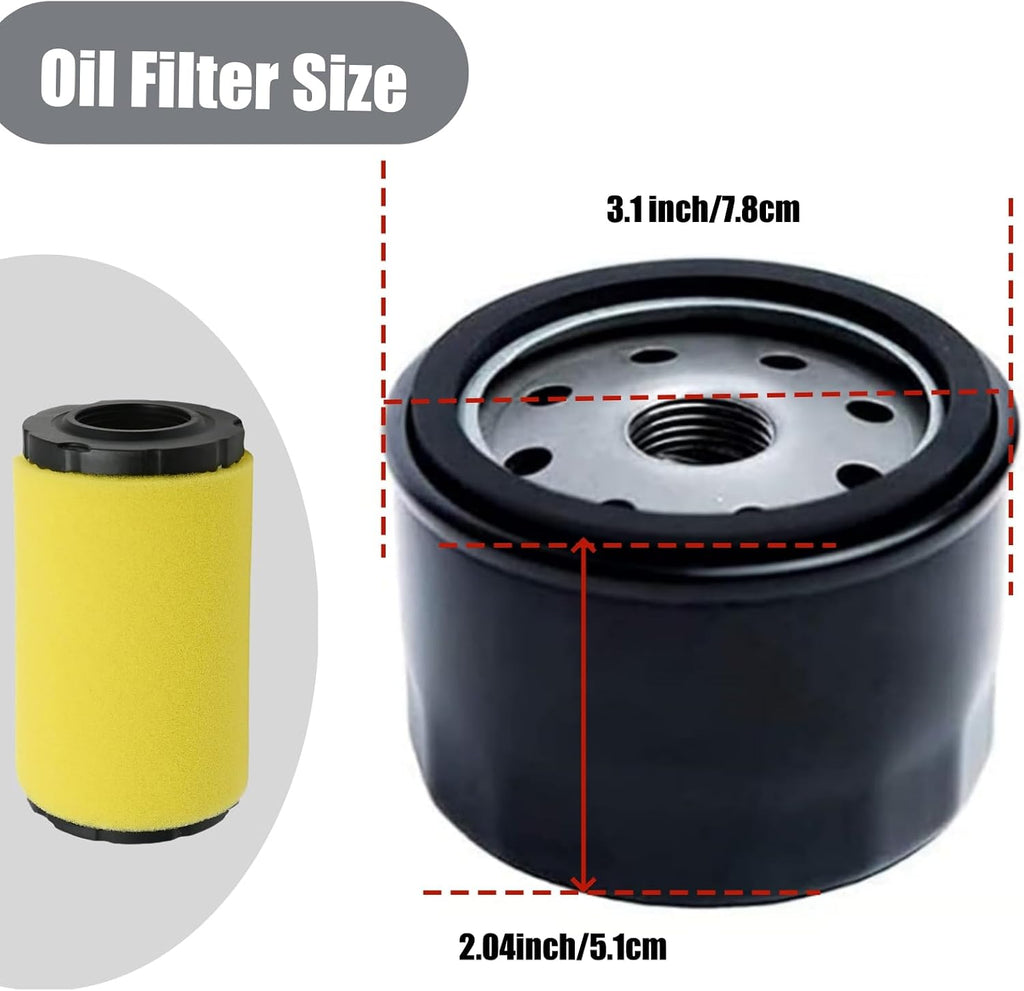 Z355E Air Filter Tune Up Kit Replacement for John Deer Z335E Z345M Z225 Z235 Z355R Z345R Z345 Z335M Z335 Z355 E120 17.5hp 19.5hp 20hp 21hp Engine 46’’48’’ Mower Parts wiht Oil Filter