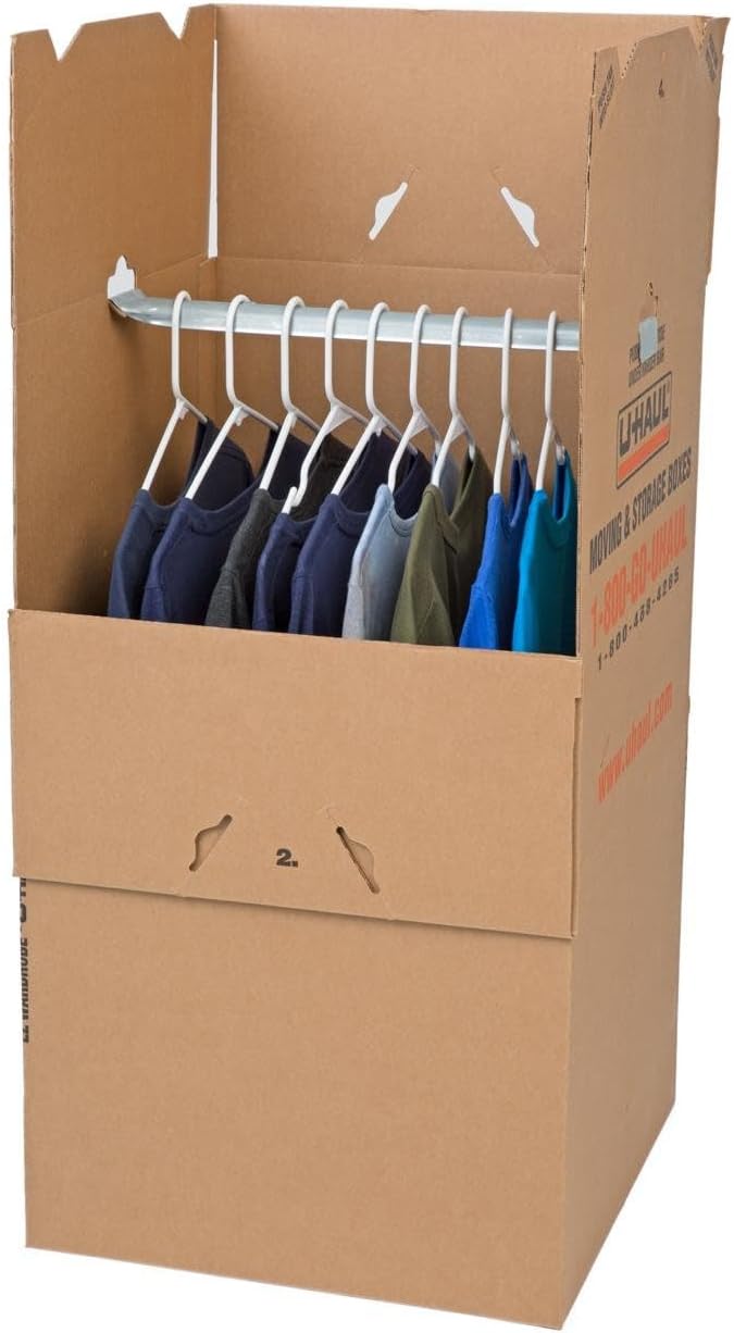 EZ Wardrobe Moving Box for Clothes 20” x 19-7/8” x 33-13/16” (1 Box)