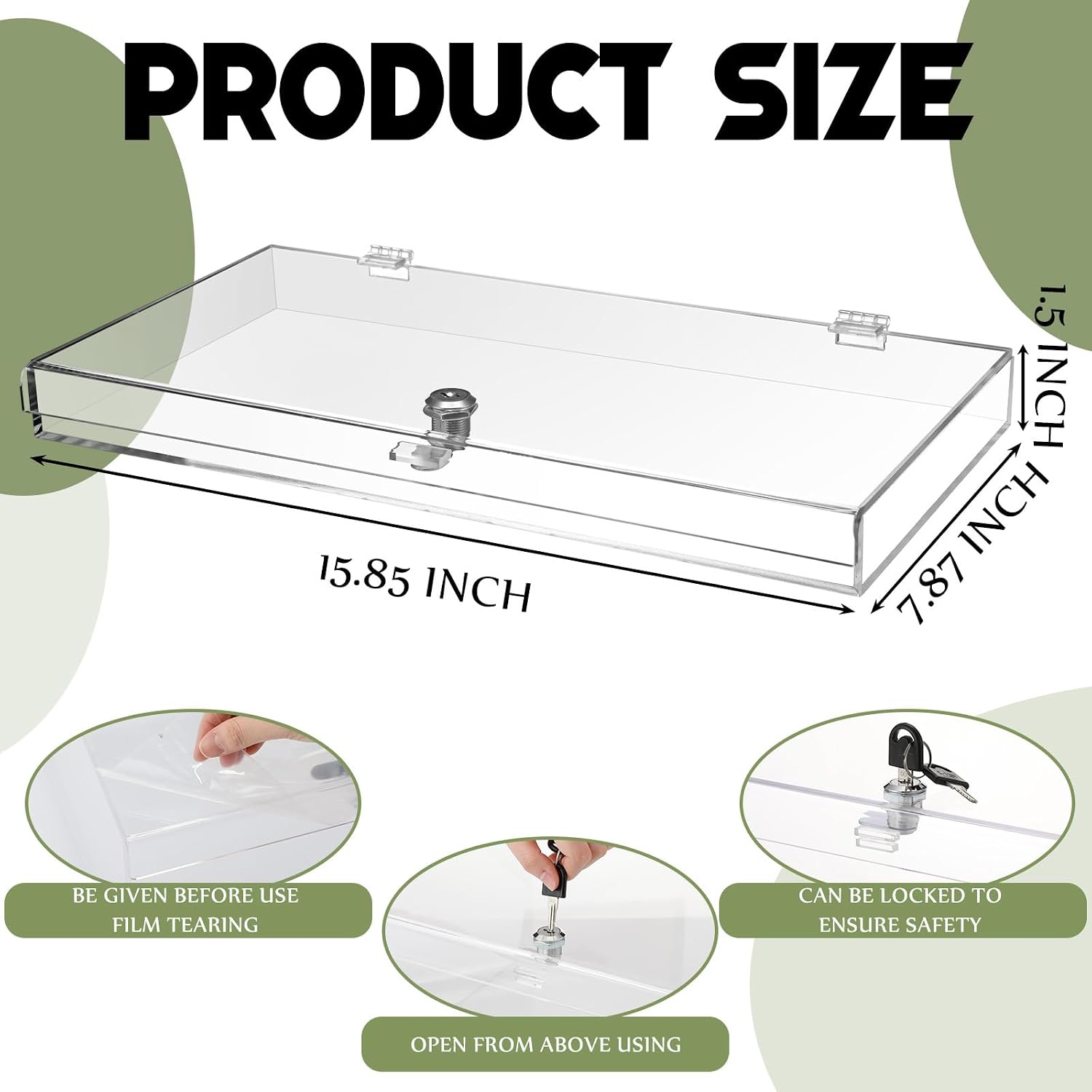 Clear Acrylic Locking Display Case with Keys Large Medication Lock Box Snack Fridge Lock Acrylic Figure Display Case