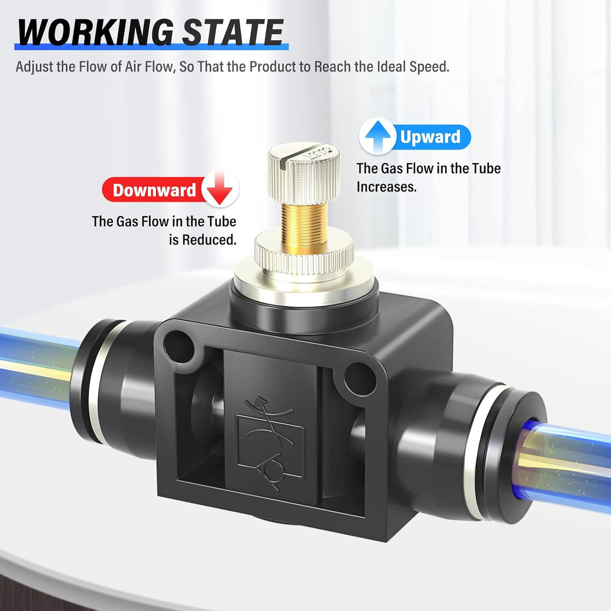 TAILONZ 1/4" OD SCF-1/4 Air Flow Control Valve Push-to-Connect Fitting 5PCS