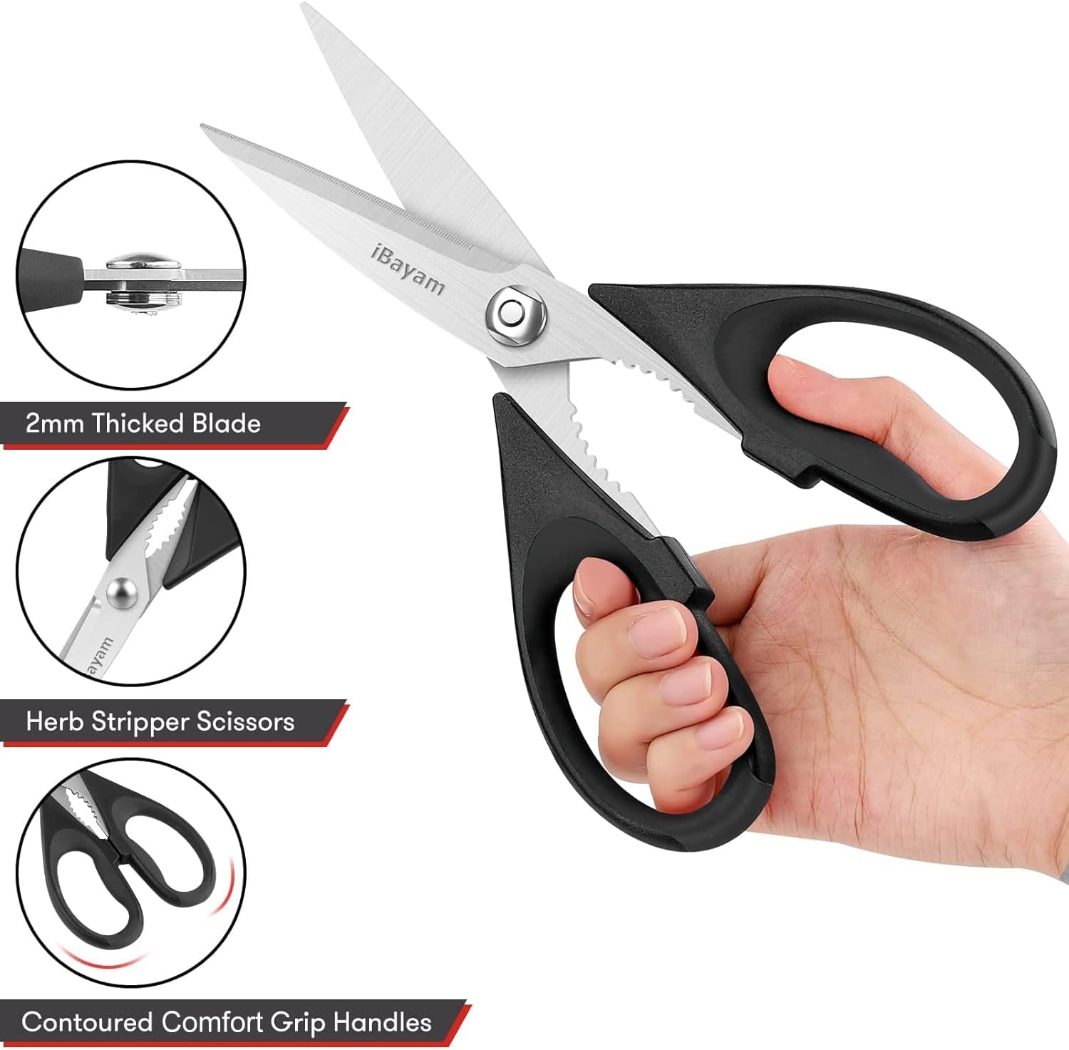 2 Pack All Purpose Kitchen Shears Heavy Duty - Stainless Steel Kitchen Scissors With Protective Sheath, Soft