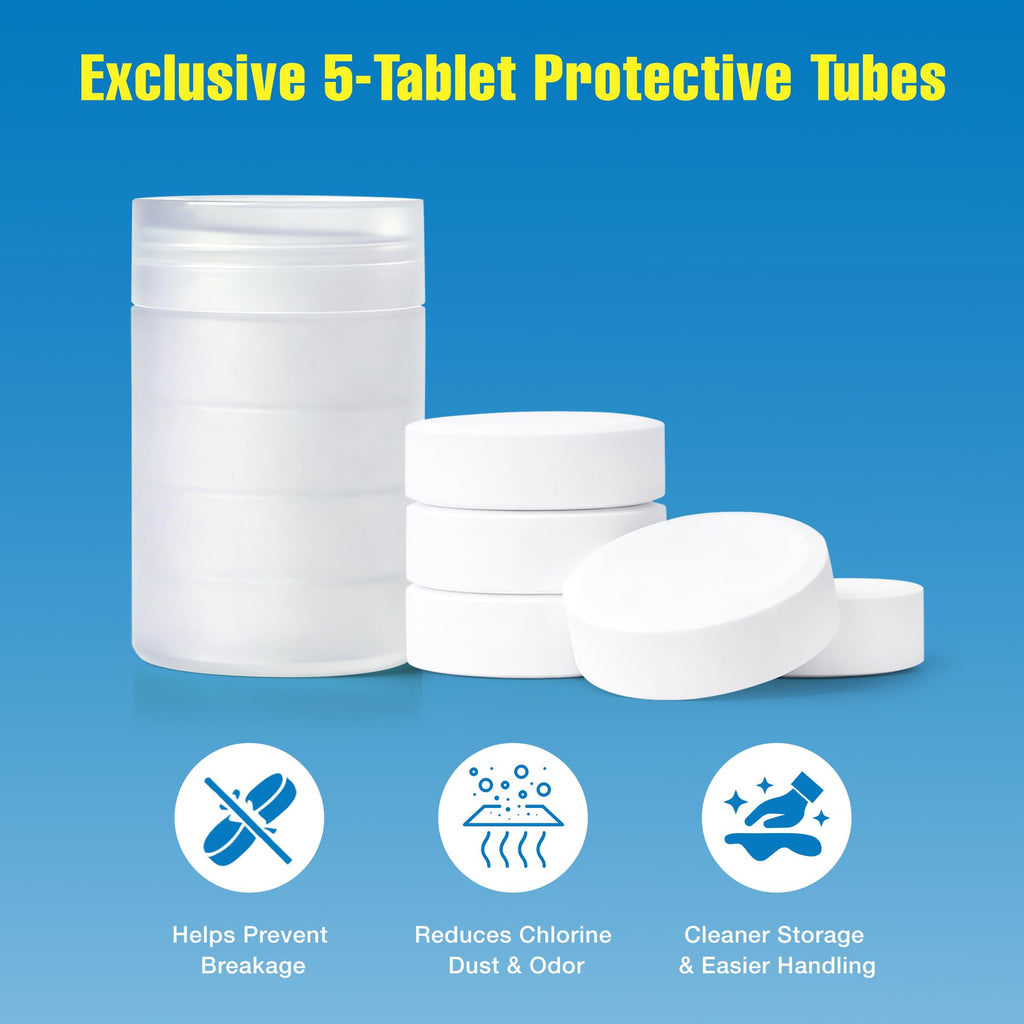 Chlorine Tablets 3 Inch for Swimming Pools, Kills Bacteria and Stops Algae, Slow Dissolving,Exclusive Protective