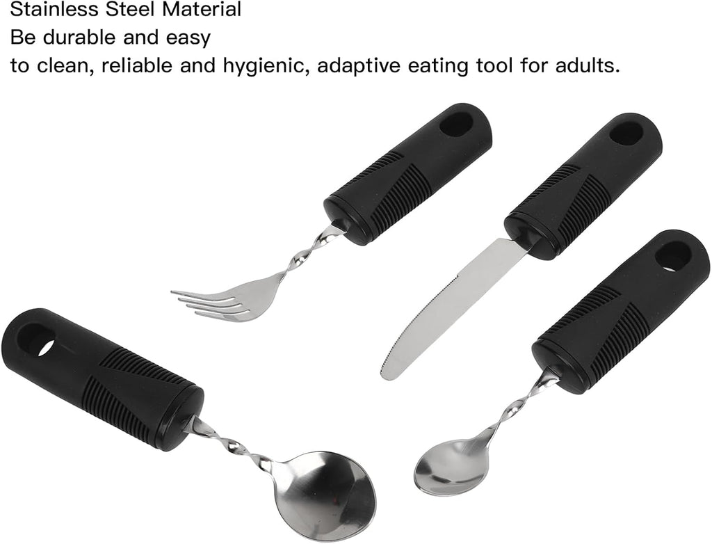 Adaptive Utensils, Weighted Utensils Built up Utensil Easy Grip Silverware Spoon Fork Knife for Elderly Arthritis and