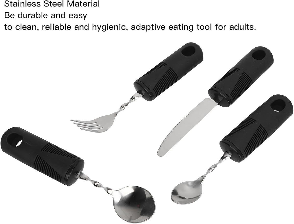 Adaptive Utensils, Weighted Utensils Built up Utensil Easy Grip Silverware Spoon Fork Knife for Elderly Arthritis and