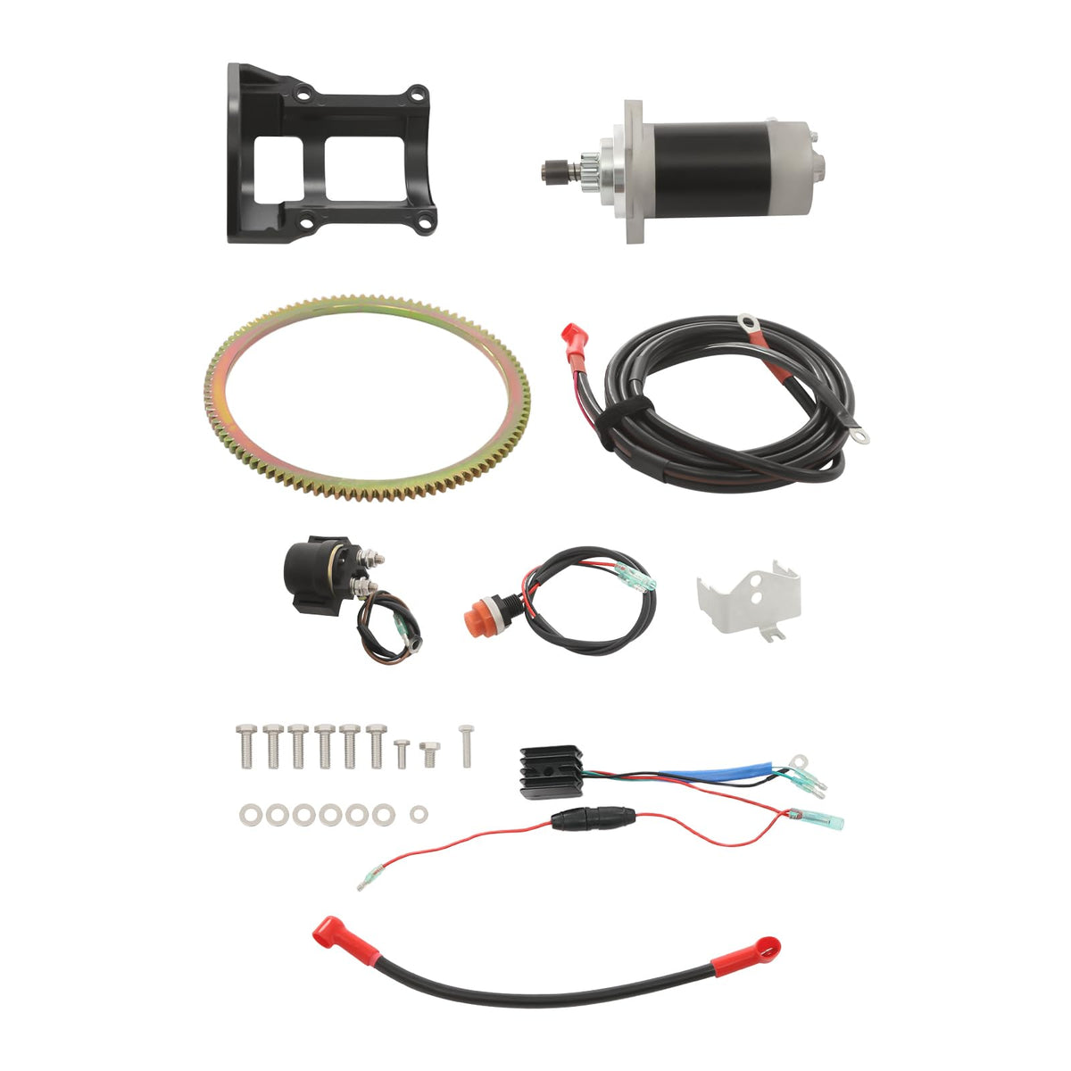 Electric Start Kit, 2-Stroke Outboard Motor Electric Starter Motor Conversion Kit for Suzuki 2-Stroke 40HP Outboard Motor Marine Engine Modified Complete Starter Motor Flywheel Kit