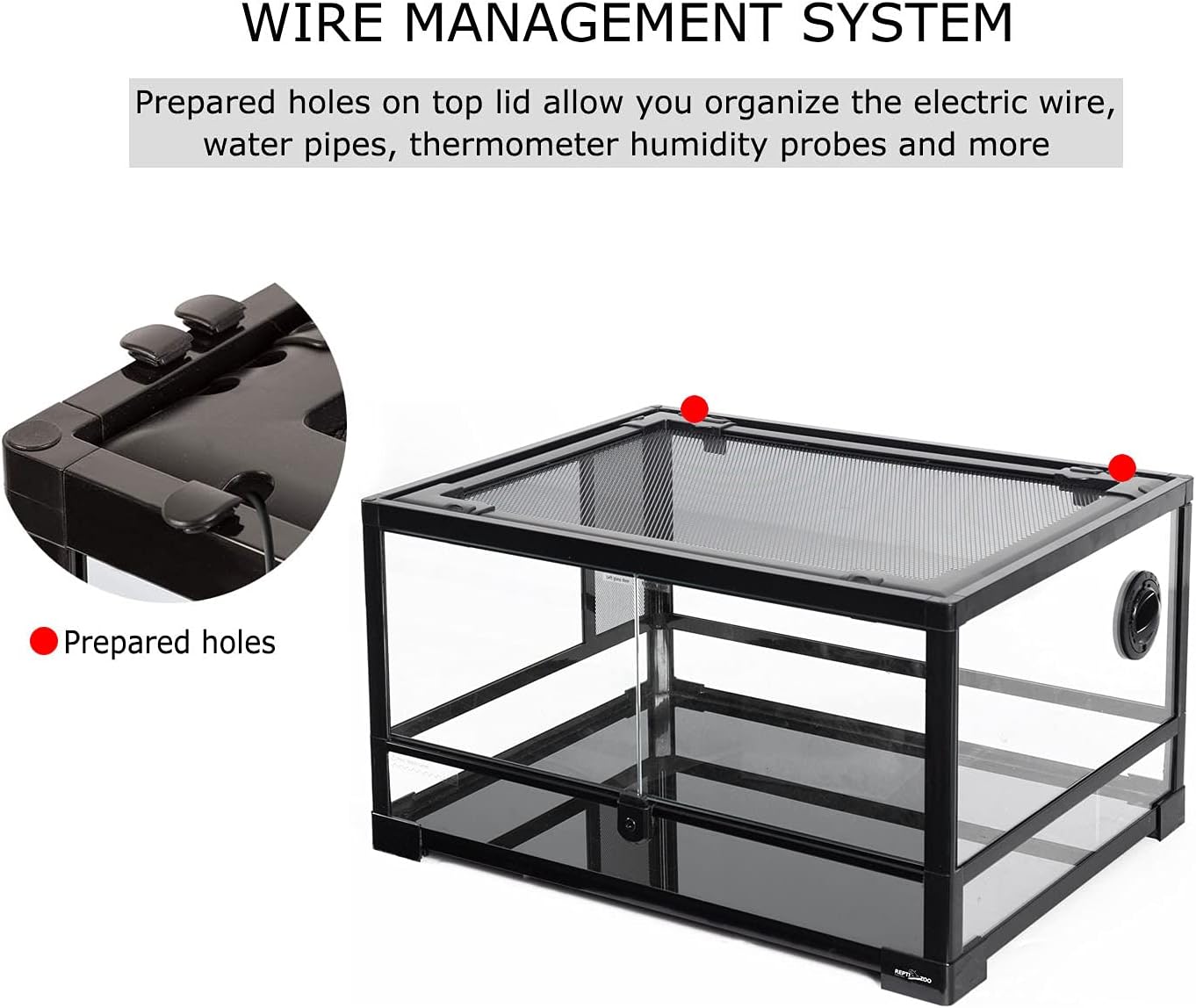 Full Glass 20 Gallon Reptile Tank, Front Opening Reptile Terrarium 24" x 18"x 12", Double Hinged Opening Doors & Top