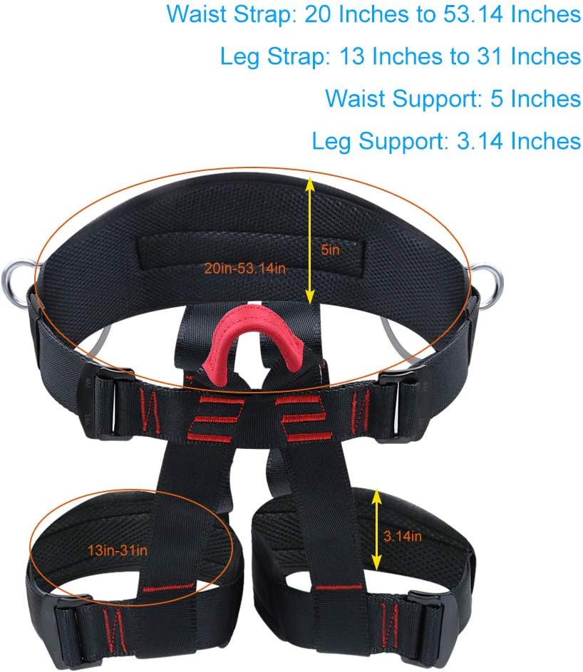 Climbing Harness, Protect Waist Safety Harness Gear, Wider Half Body Harness for Roofing Fire Rescuing Rock Climbing