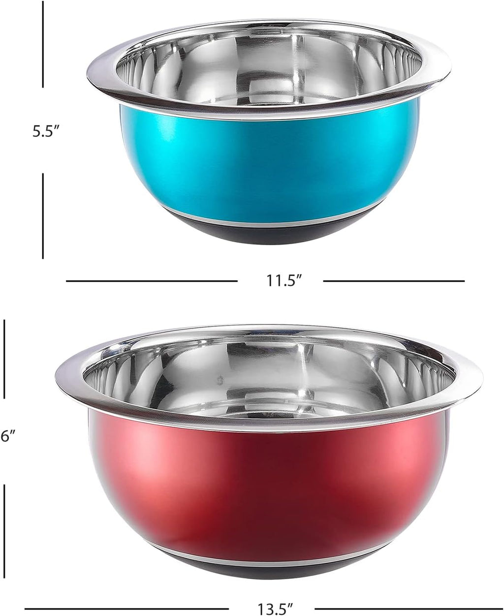 Colorful Mixing Bowl- 4 Pc Set- Stackable Nesting Bowls- Stainless Steel Mixing Bowls Non Slip Silicone Bottom