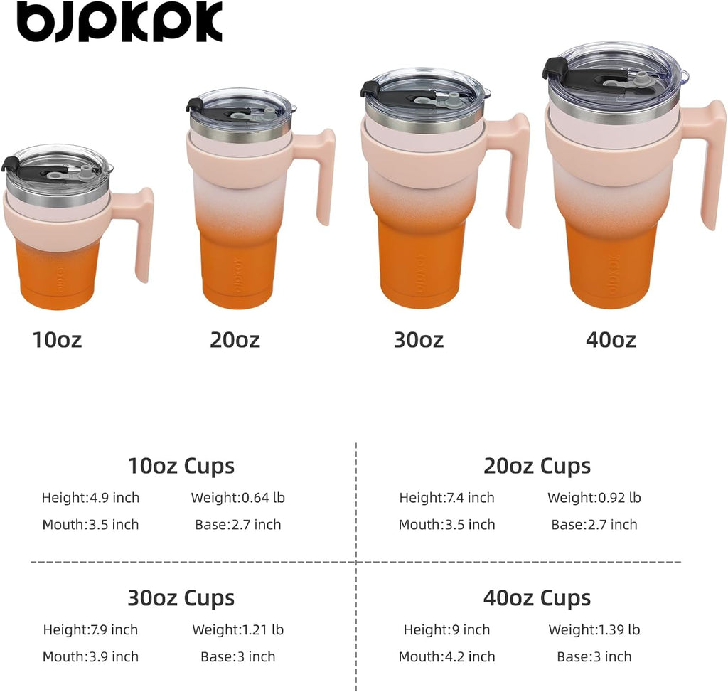 40 oz Tumbler with Handle & Straw, Insulated Stainless Steel Mug | Double Wall Vacuum, Keeps Hot/Cold, Thermal Cup