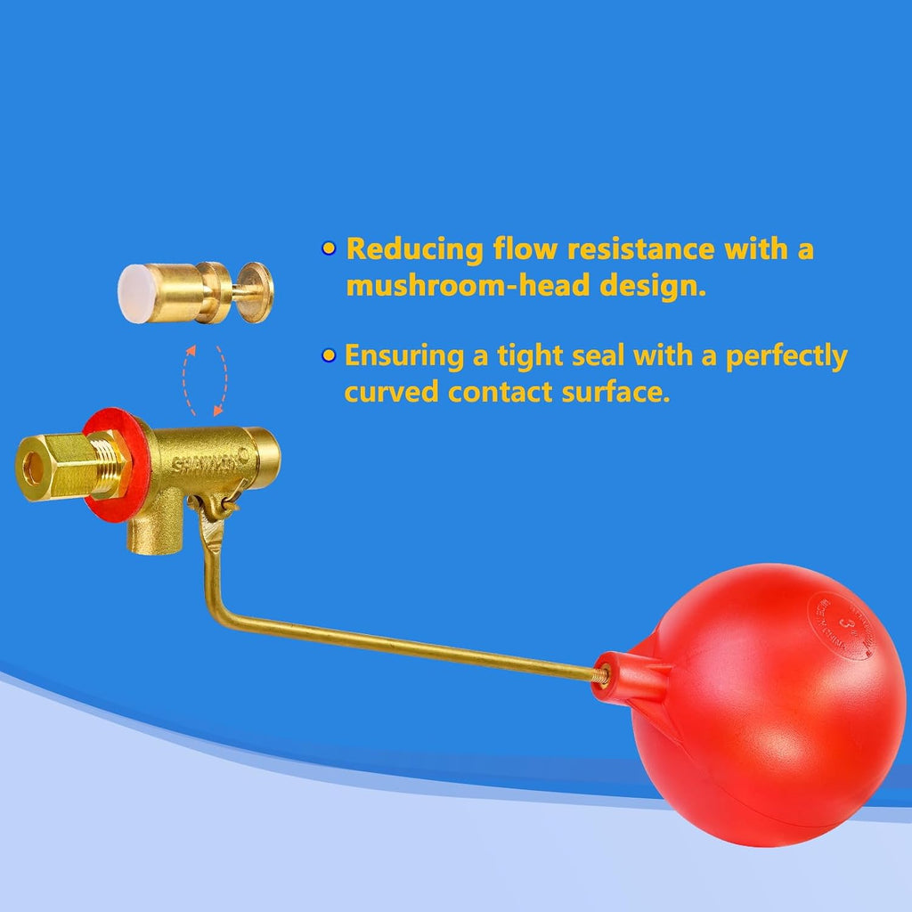 Swamp Cooler Float Valve, 1/4" Brass Float Valve for Evaporative Cooler