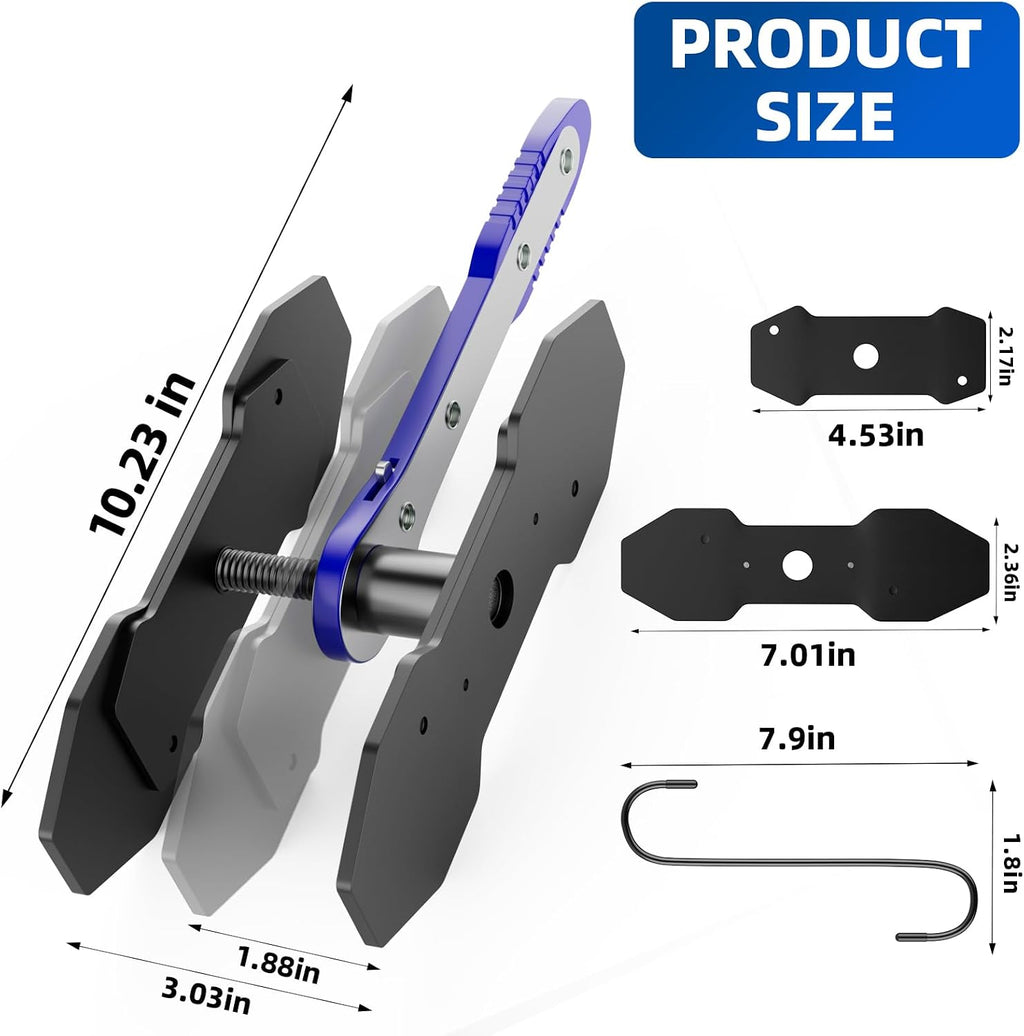 Brake Caliper Compression Tool, Caliper Piston Compressor Tool with Additional 2 pcs Large Steel Plate and 2 Hooks