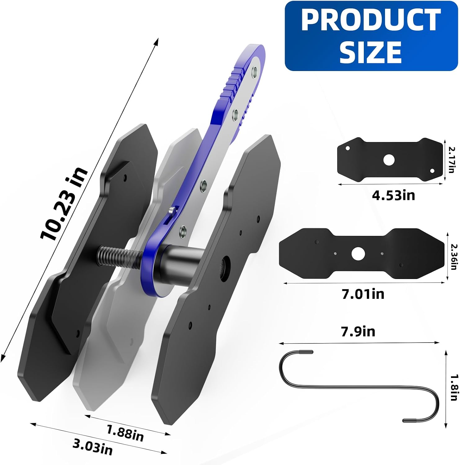Brake Caliper Compression Tool, Caliper Piston Compressor Tool with Additional 2 pcs Large Steel Plate and 2 Hooks