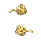 Flair Hall/Closet Passage Door Handle, Reversible, Bright Brass