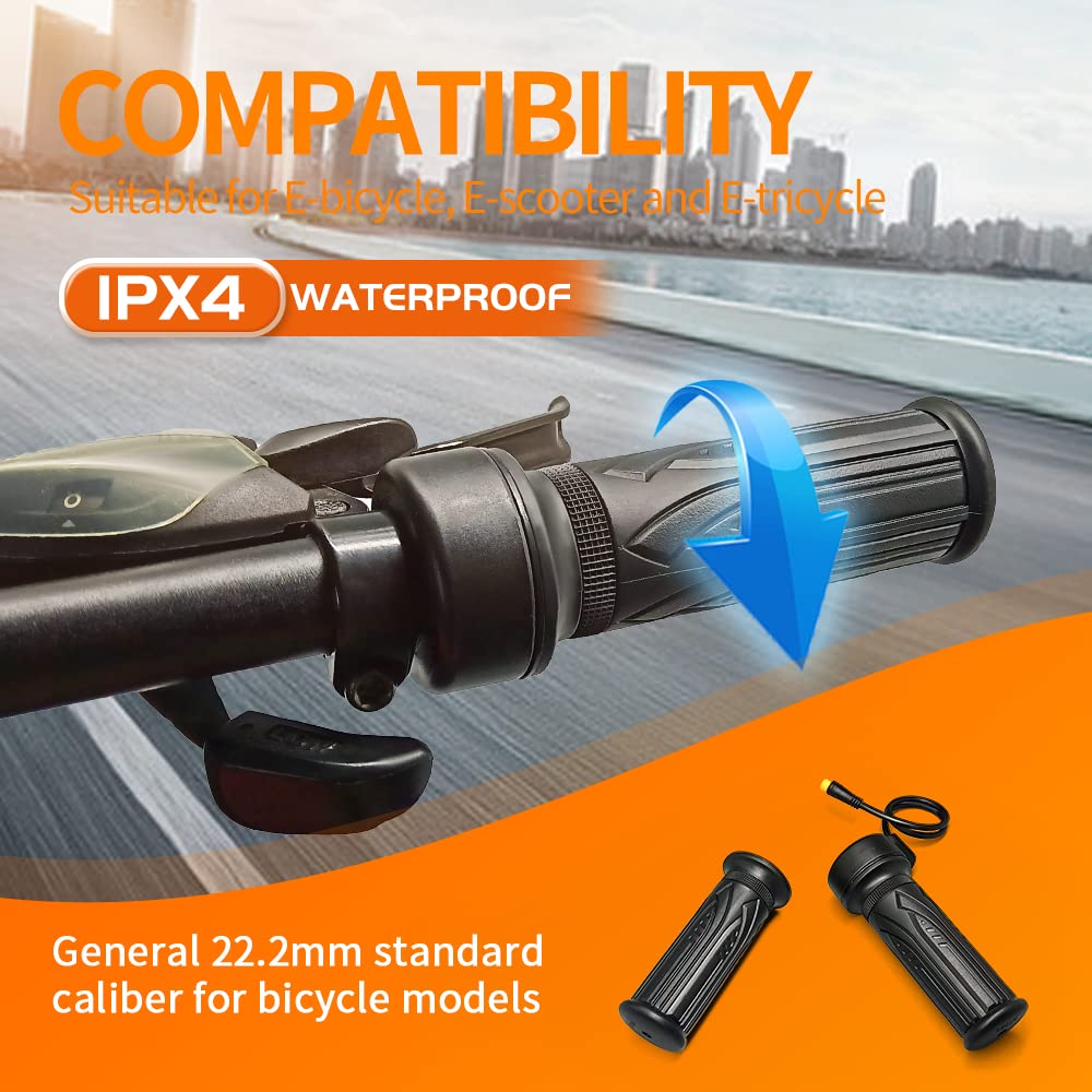 Electric Motorcycle Accelerator Right Hand Full Twist Throttle Ebike Throttle Compatible 12V-72V Suitable for 500W