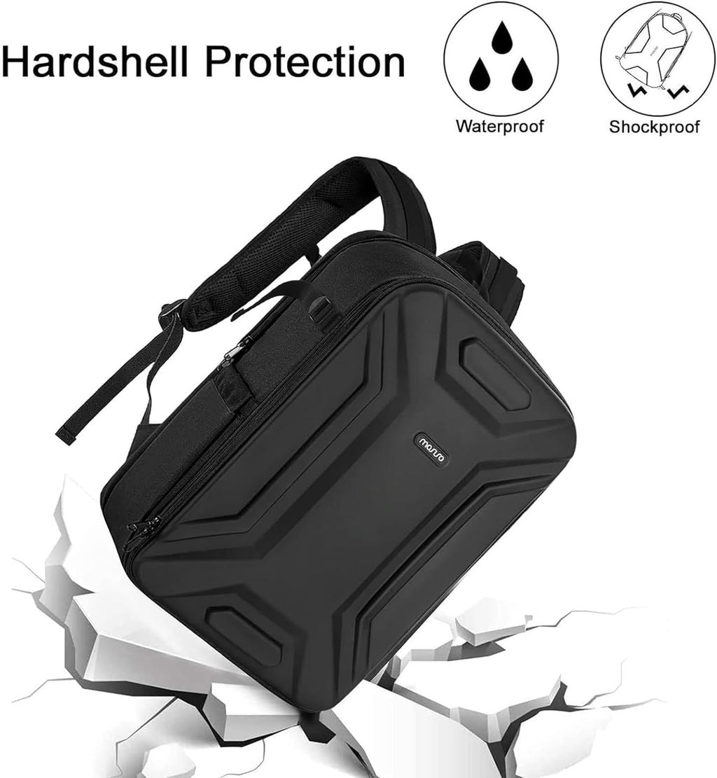 Camera Backpack, DSLR/SLR/Mirrorless Camera Bag, Black | Waterproof Symmetric Geometric Hard Shell with Tripod