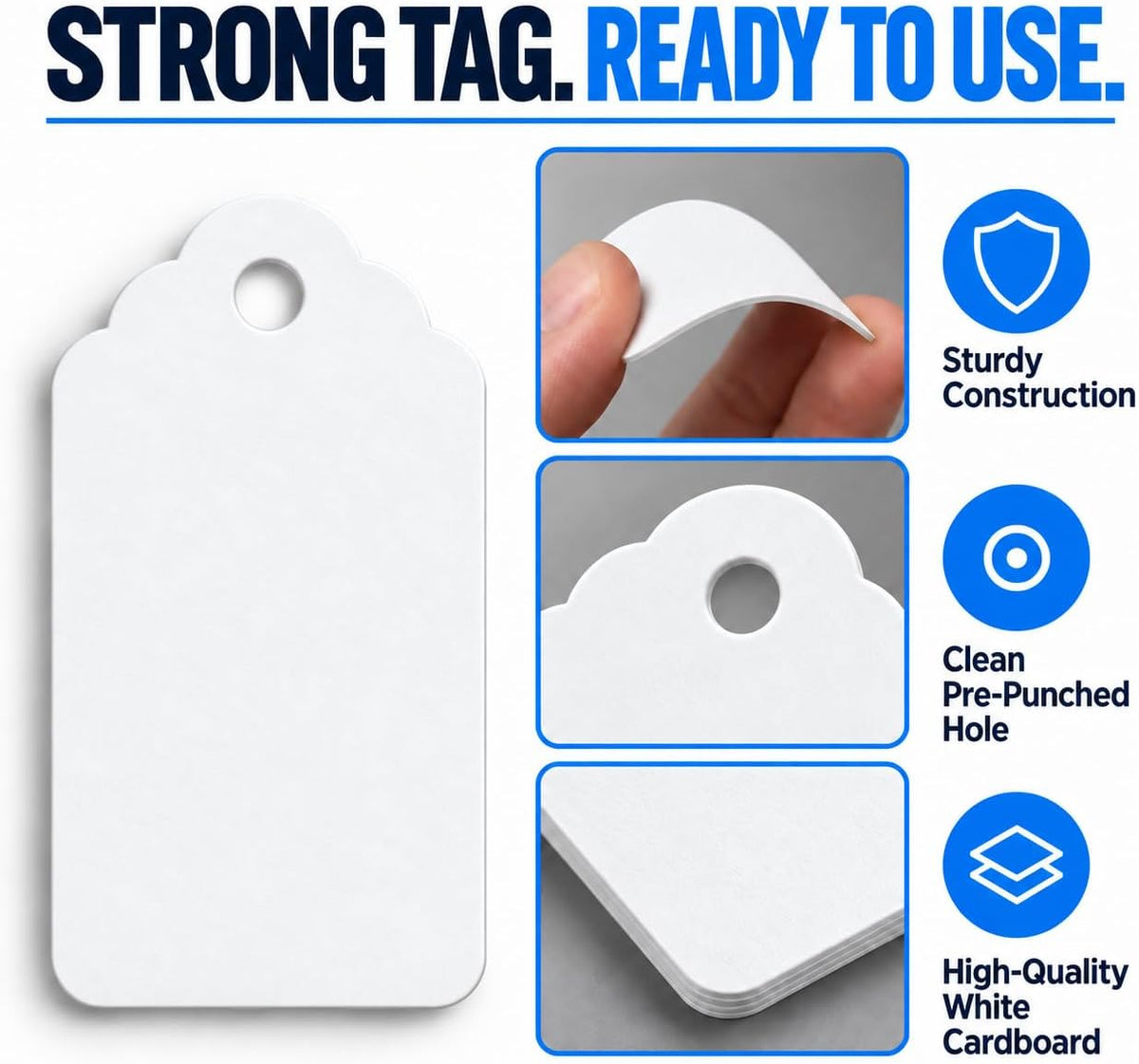 Price Tags, 1000 White Unstrung Tags, 1.75 x 1.09 in