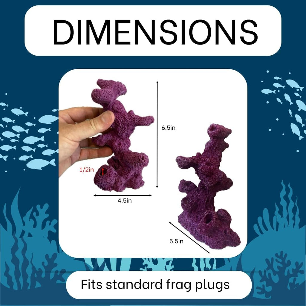 10 Hole Torch Tower Coral Frag Plug Rack/Frag Rock for Live Coral Plug Ons for Reef Aquariums (Tan)