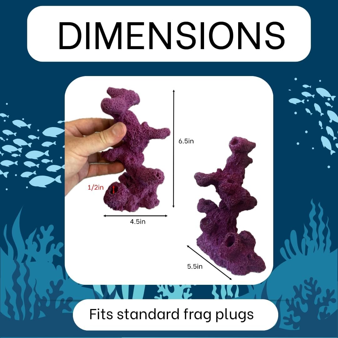 10 Hole Torch Tower Coral Frag Plug Rack/Frag Rock for Live Coral Plug Ons for Reef Aquariums (Tan)