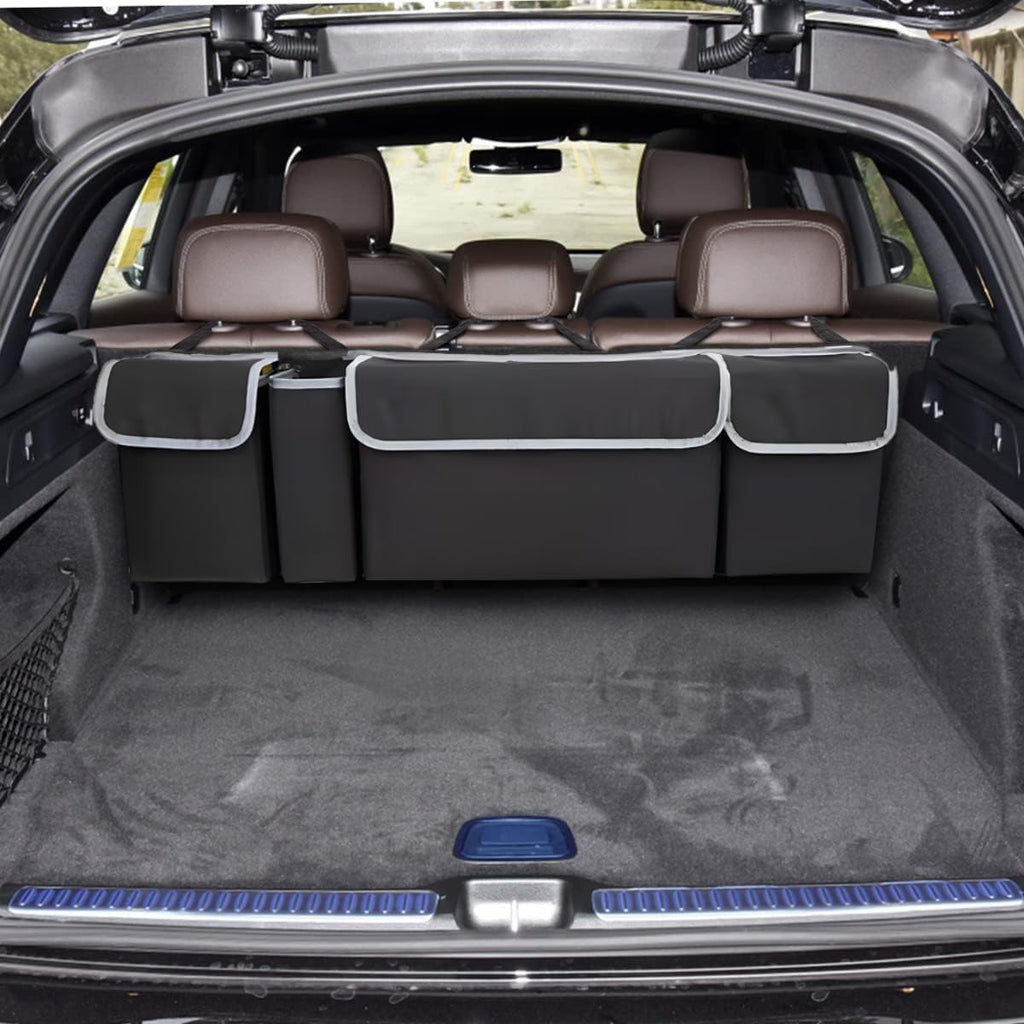 Car Trunk Organizer, Backseat Hanging Large Storage with Adjustable Straps, Waterproof Collapsible Cargo Bag with 4