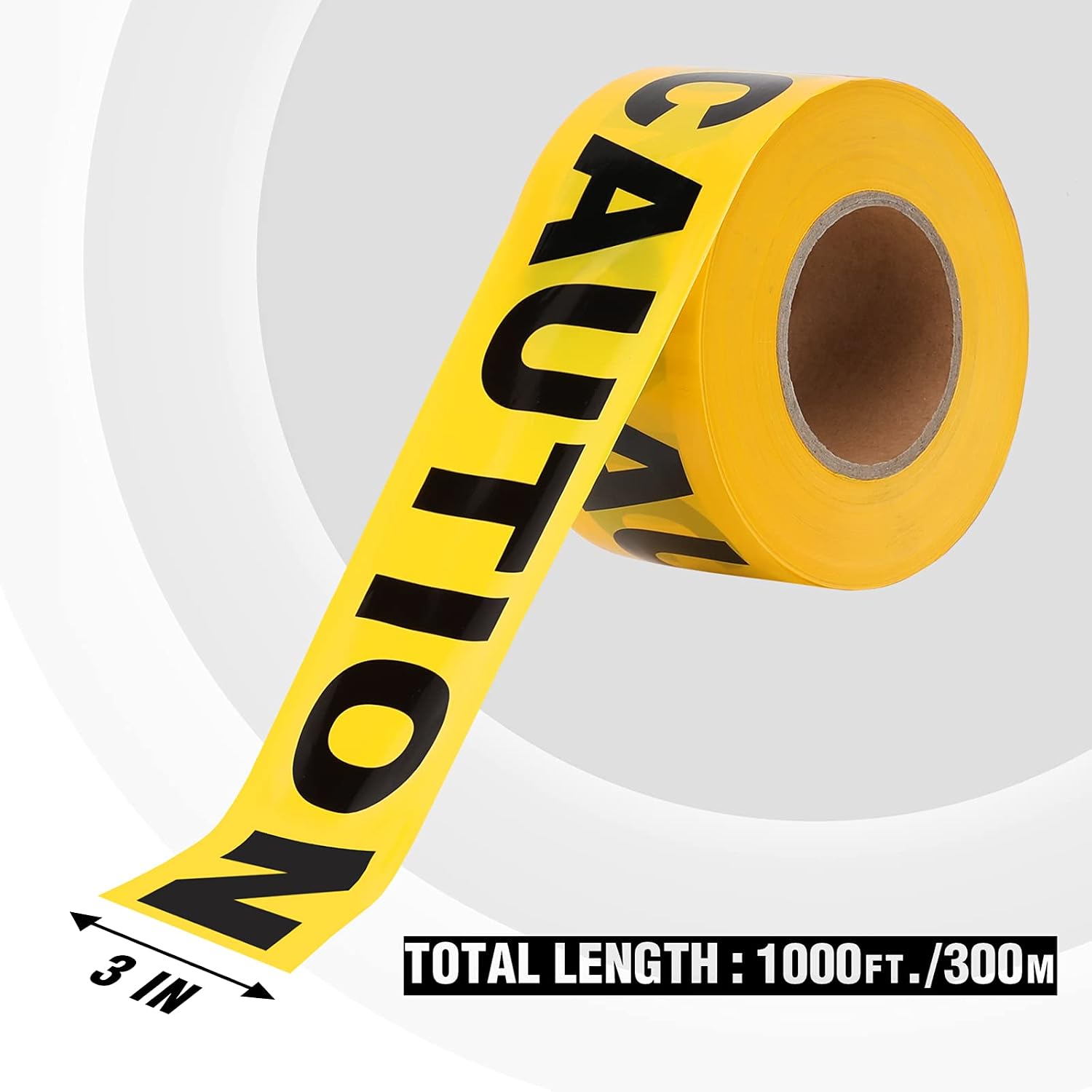 2-Pack Yellow Caution Tape Roll, 3" x 1000' Warning Safety Tape | Bright Hi-visibility Print, Warning Tape Roll