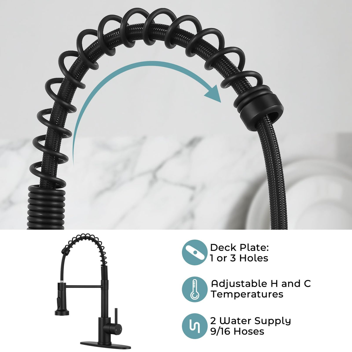 Kitchen Faucet with Soap Dispenser Matte Black
