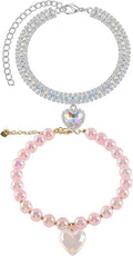 Rhinestones Dog Cat Collar Bling Adjustable Necklace (Pink, Samll)