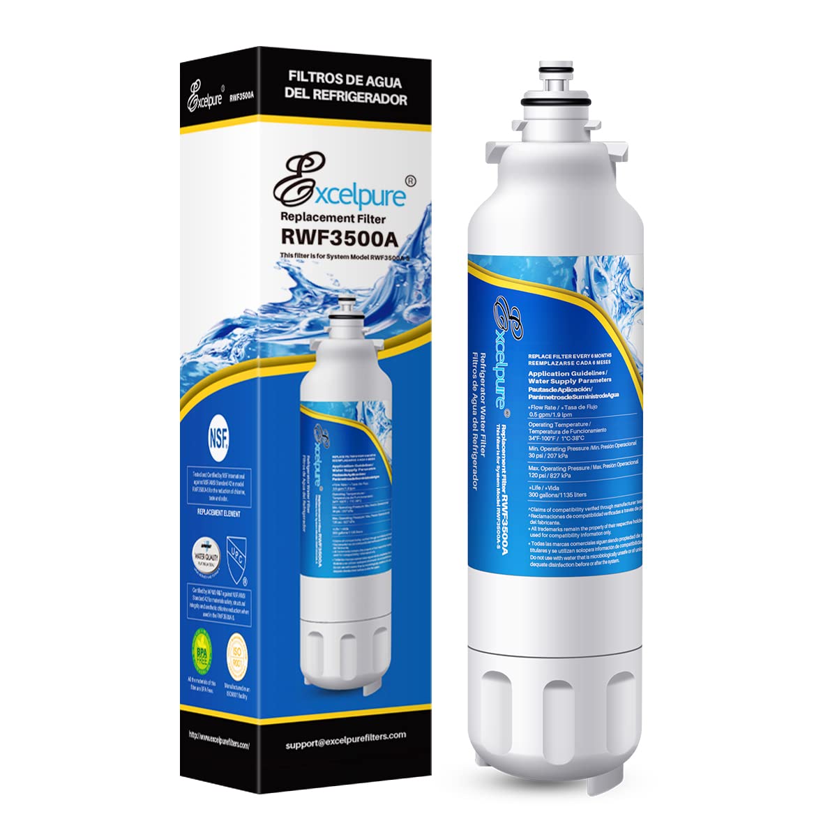 ADQ73613401 46-9490 Water Filter Replacement for LG LT800P,1 PACK