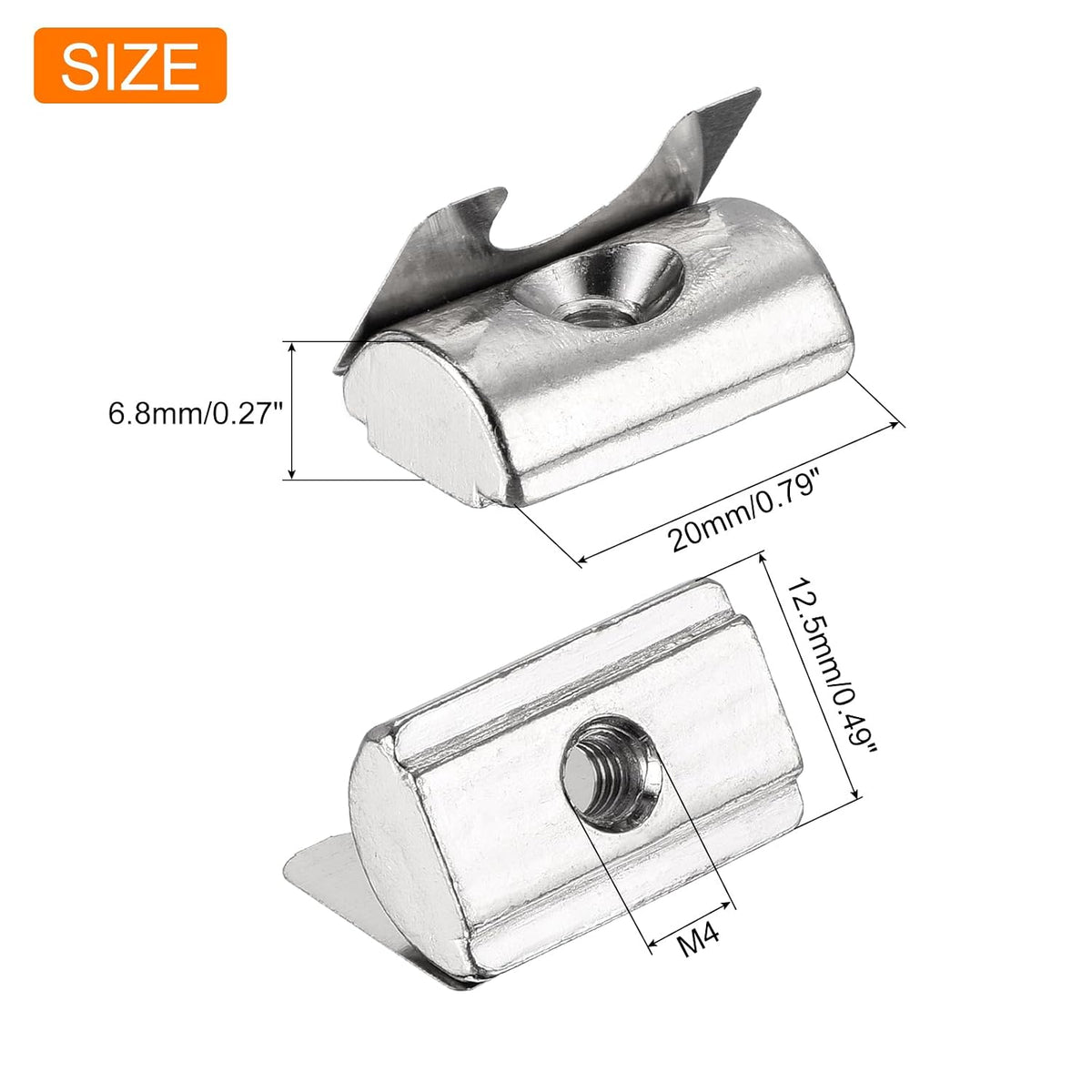 uxcell 30Pcs M4 T Nut Roll in Spring T Nut 3030/4040 Series W/Spring Sheet