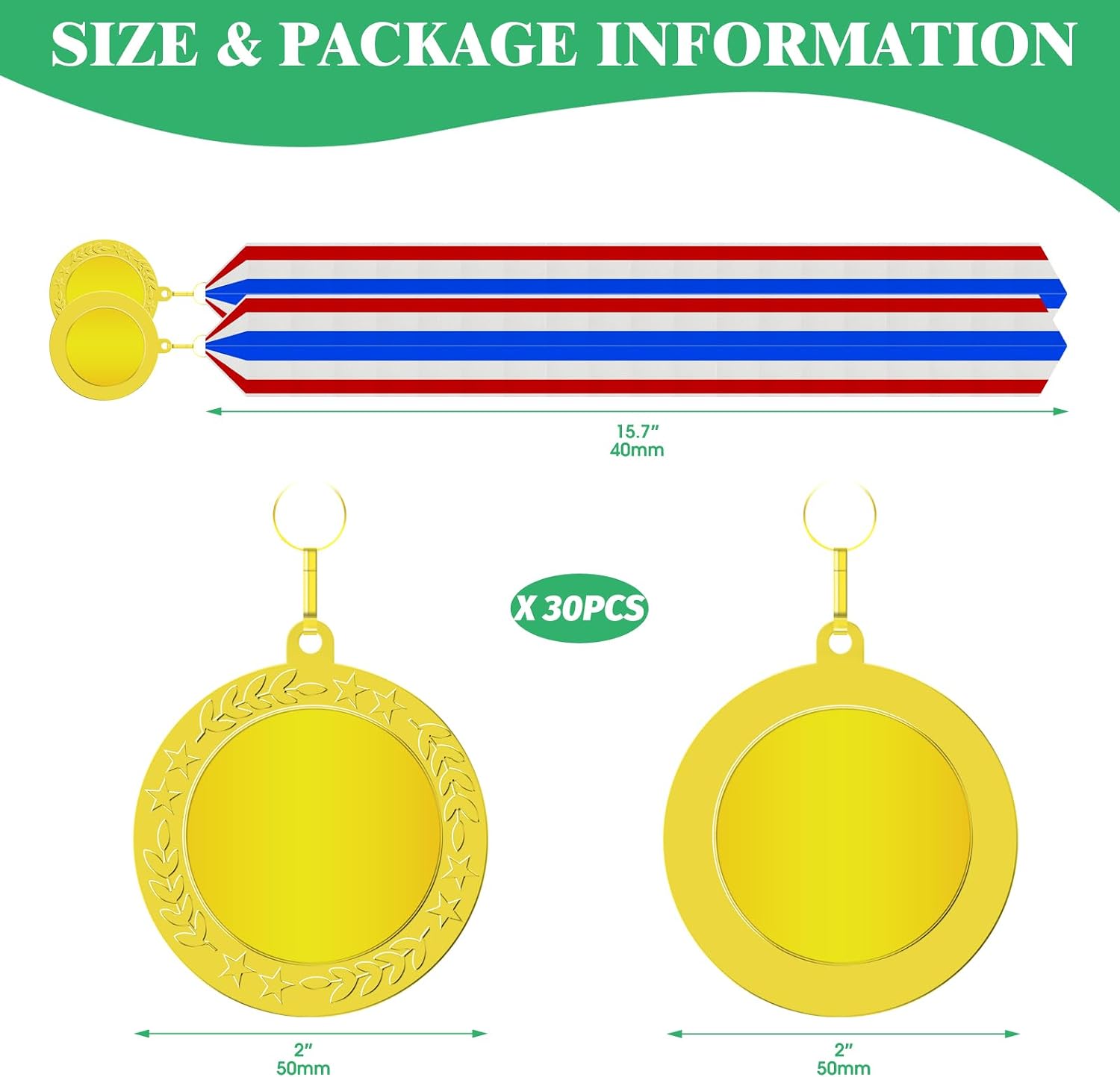 Gold Silver Bronze Blank Award Medals with Neck Ribbons, 1st 2nd 3rd Metal Winner Prize Participation Trophy Make