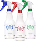 Plastic Spray Bottle (3 Pack, 24 Oz, 3 Colors) Heavy Duty All-Purpose Empty Spraying Leak Proof Mist Water Bottles