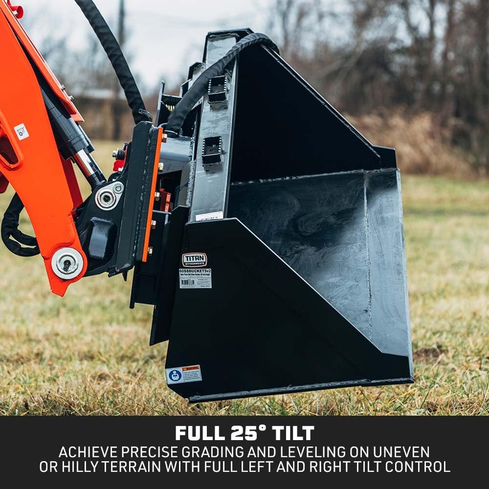 Hydraulic Tilt Mount Plate for Skid Steers, 25 Degree Left Right Tilt, Quick Tach Mounting System for Grader Blades