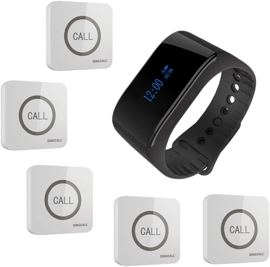 Wireless Service Calling System, 5 Buttons & 1 Watch Receiver